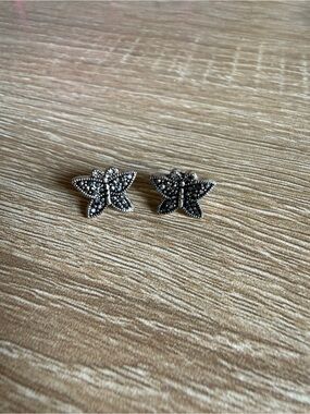 Silver Marcasite Butterfly Stud Earrings